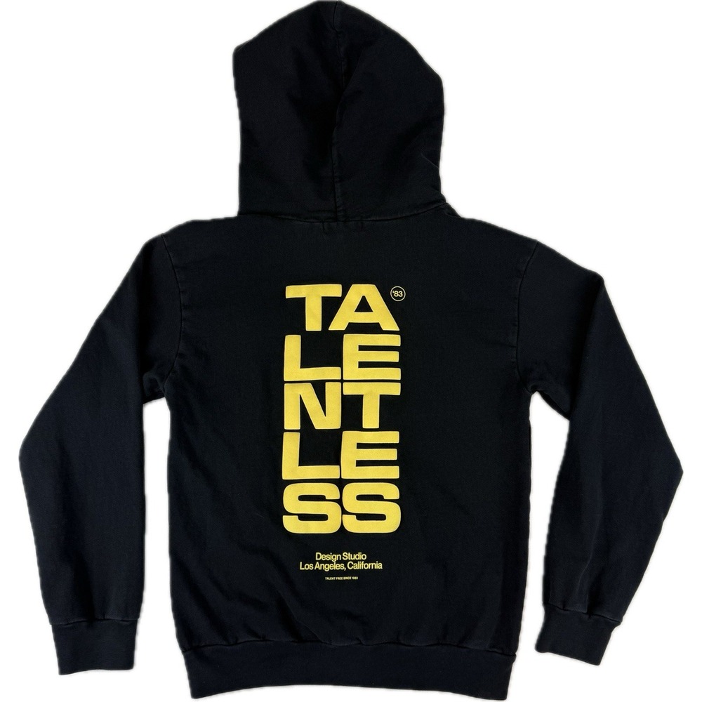 TALENTLESS Black Hoodie with Yellow Back Logo